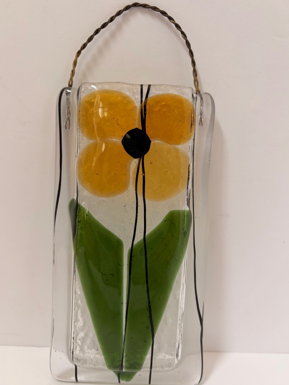 LATTE’s Handmade Glass Flower Wall Hanging - Yellow & Green